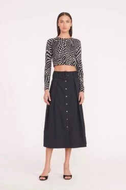 DEANNA SWEATER | BLACK WAVY DOT -Staud Store deanna sweater black dot 00975 web