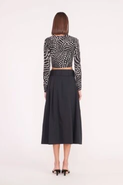 DEANNA SWEATER | BLACK WAVY DOT -Staud Store deanna sweater black dot 00986 web