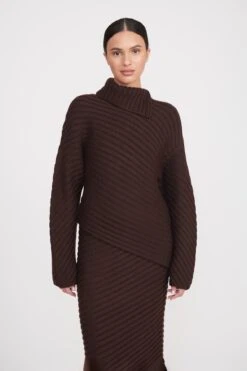 CANTILEVER SKIRT | DARK CHOCOLATE -Staud Store engrave sweater dark chocolate 7 3bdf4de4 a0dc 4cc4 92e8 9aef53f17085