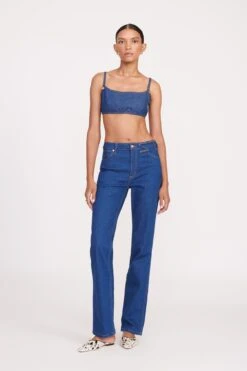 STAUD + WRANGLER THE JEAN BIKINI TOP | DARK RINSE -Staud Store fall 23 1810 web