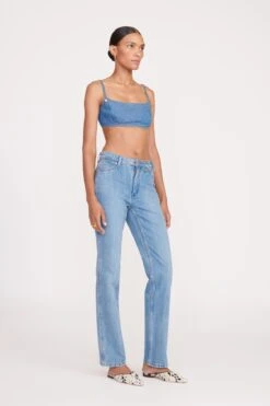 STAUD + WRANGLER THE JEAN BIKINI TOP | MID BLUE -Staud Store fall 23 1903 web