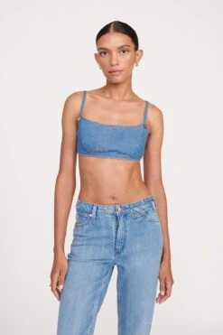 STAUD + WRANGLER THE JEAN BIKINI TOP | MID BLUE -Staud Store fall 23 1912 web