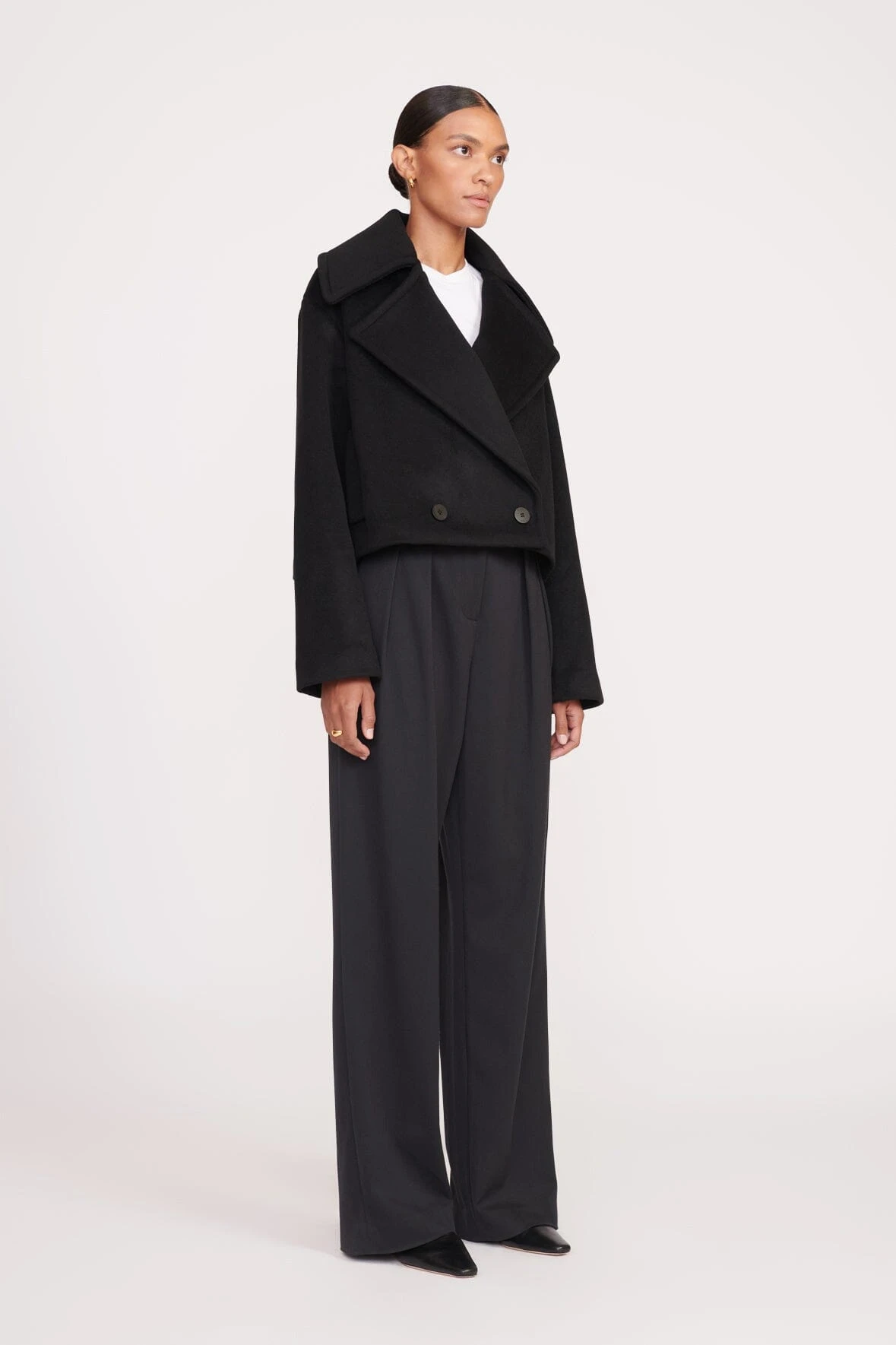 CARVER CROPPED COAT | BLACK CARVER CROPPED COAT | BLACK -Staud Store fall 23 1967 web