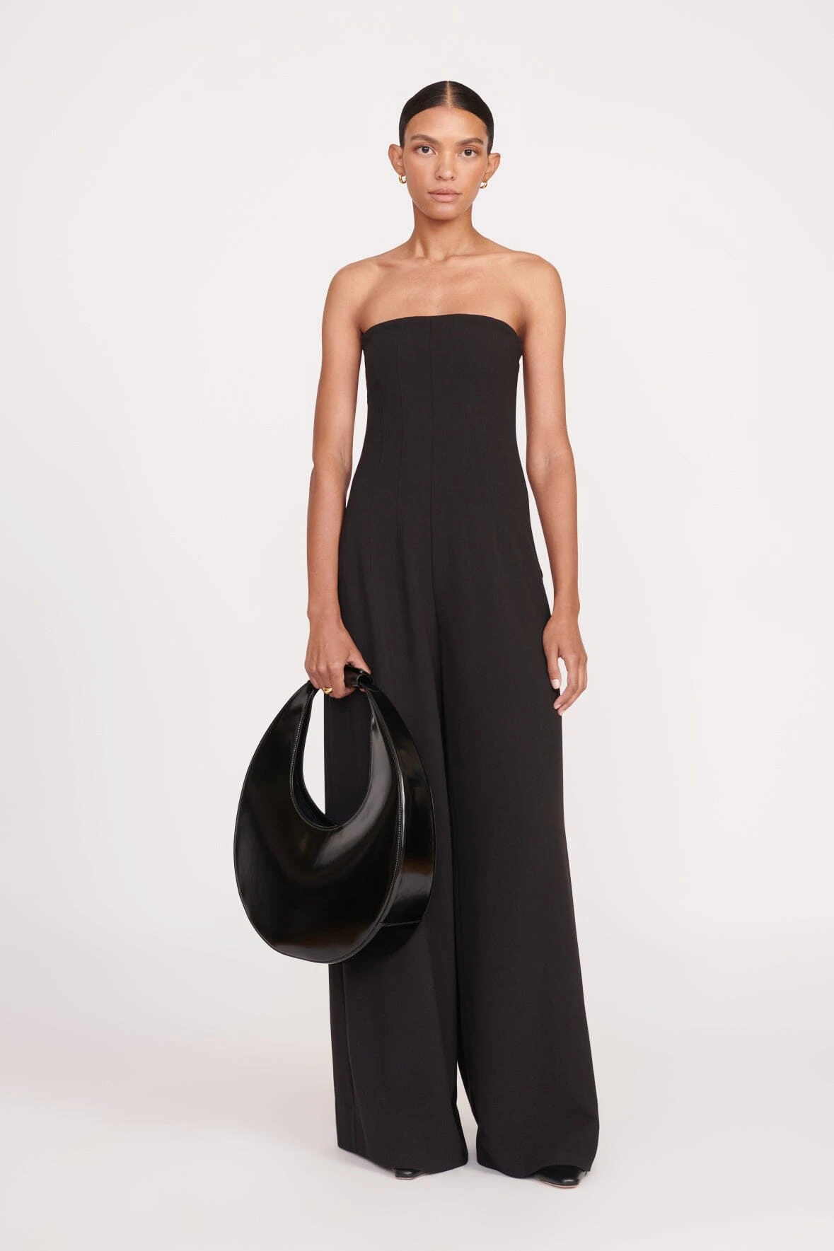 LARGE MOON BAG | BLACK POLISHED LARGE MOON BAG | BLACK POLISHED -Staud Store fall 23 2631 web