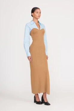 HAZEL DRESS | CAMEL FRENCH BLUE 4 HAZEL DRESS | CAMEL FRENCH BLUE -Staud Store hazel dress camel french blue 4 1e93c230 81f2 4ddf bc7d 68af096807a1