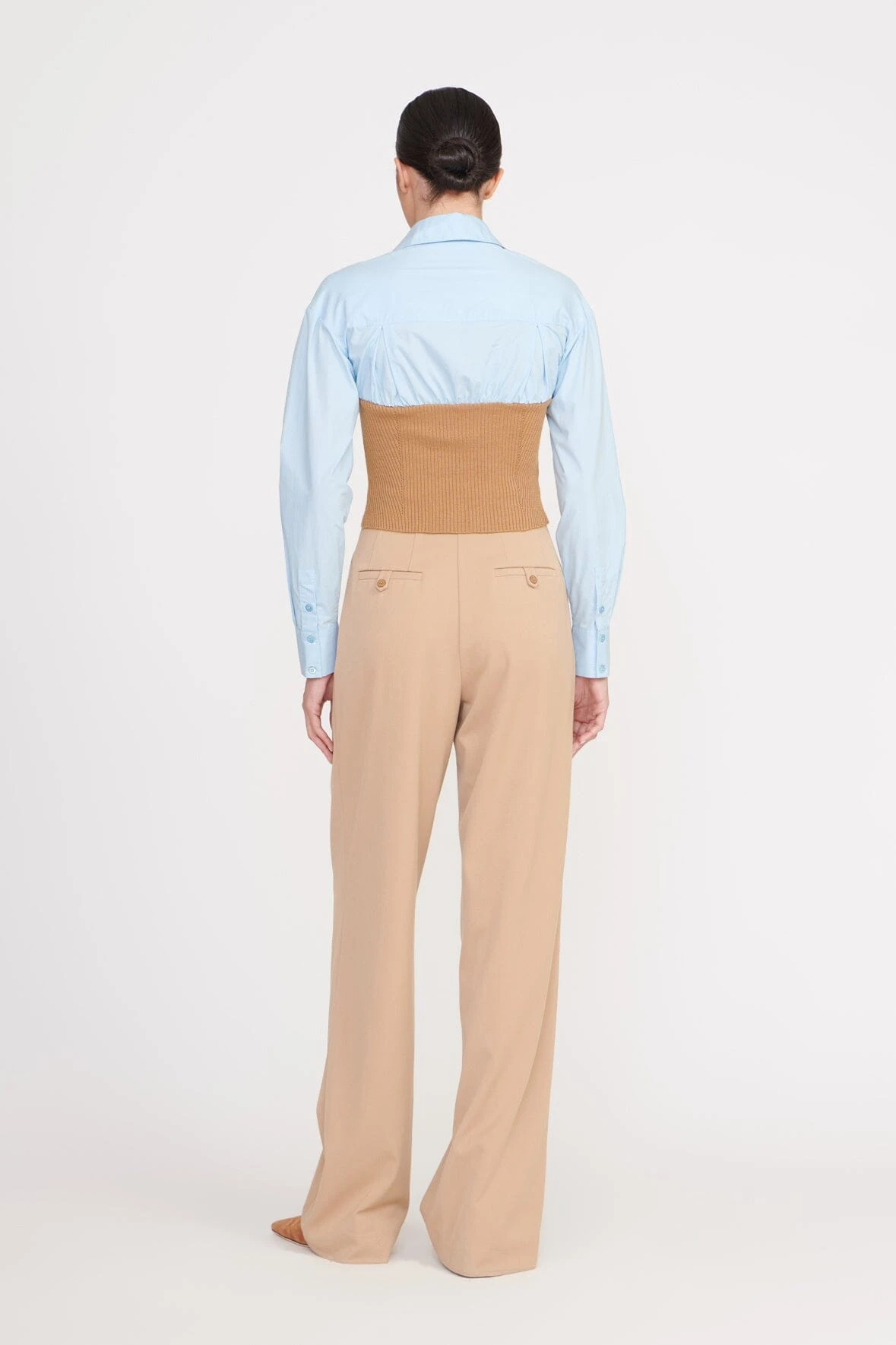 HAZEL TOP | CAMEL FRENCH BLUE HAZEL TOP | CAMEL FRENCH BLUE -Staud Store hazel top camel french blue 1