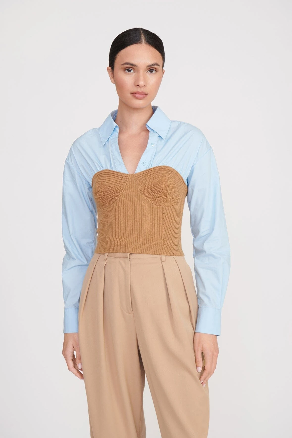 HAZEL TOP | CAMEL FRENCH BLUE HAZEL TOP | CAMEL FRENCH BLUE -Staud Store hazel top camel french blue 4 5fafde24 967e 4dbc b667 5939351d1f27