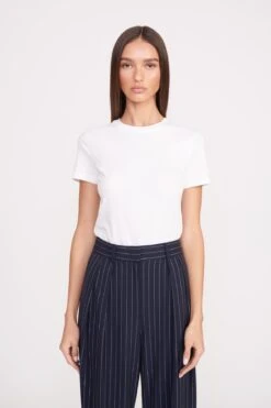 LUISA PANT | NAVY PINSTRIPE -Staud Store luisa pant navy pinstripe 0019 web