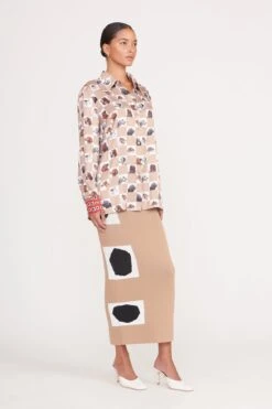 MARTHA TUNIC | CAMEL DOG CHECK -Staud Store martha tunic camel dog check 3 e5a70699 c250 4fee 8e66 8c6e2bb1f546