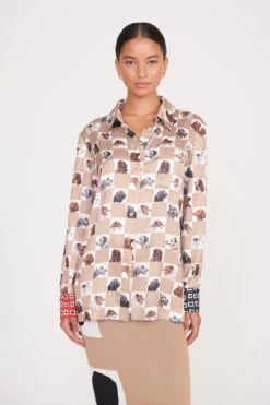 MARTHA TUNIC | CAMEL DOG CHECK