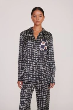 MARTHA TUNIC | NAVY GEOSCAPE DOG CHECK