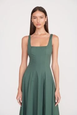 WELLS MAXI DRESS | PINE 5 WELLS MAXI DRESS | PINE -Staud Store maxi wells dress pine 3 web 1e0553ea b2ab 4680 acd8 387d02f8633b