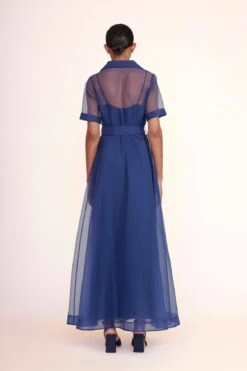 MILLIE DRESS | NAVY ORGANZA 4 MILLIE DRESS | NAVY ORGANZA -Staud Store millie dress navy organza 3