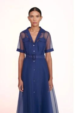 MILLIE DRESS | NAVY ORGANZA 5 MILLIE DRESS | NAVY ORGANZA -Staud Store millie dress navy organza 4