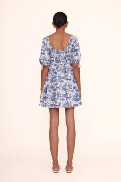MINI FAYE DRESS | BLUE TOILE -Staud Store mini faye dress blue toile 00618 web