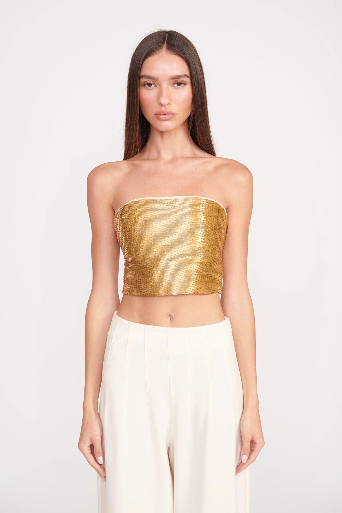 NYLA TOP | GOLD NYLA TOP | GOLD -Staud Store nyla gold bead 0297 web