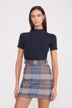 PATSY DRESS | FRENCH BLUE MEGA PLAID NAVY 5 PATSY DRESS | FRENCH BLUE MEGA PLAID NAVY -Staud Store patsy dress french blue mega plaid navy 1