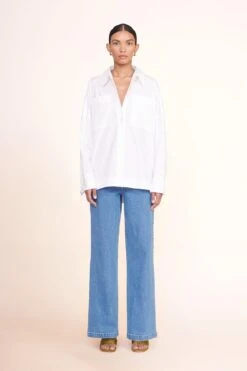 PAYTON TOP | WHITE -Staud Store payton top white painter pant medium wash 00933 web