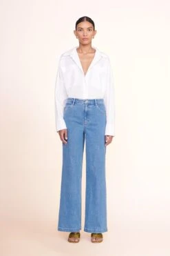 PAYTON TOP | WHITE -Staud Store payton top white painter pant medium wash 00964 web