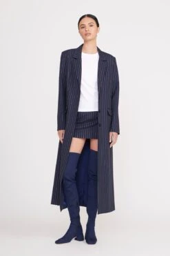 ANNETTE SKIRT | NAVY PINSTRIPE -Staud Store ralph coat navy pinstripe 1 web 49cc6619 b53b 4ef3 984d ce6a77de8dd7
