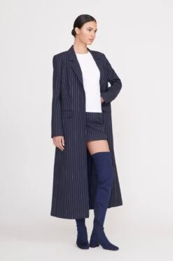 RALPH COAT | NAVY PINSTRIPE -Staud Store ralph coat navy pinstripe 4 web 940aeb91 39b9 4fb9 8bdd c56d7d1a1457