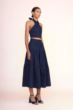 SOLANGE HEEL | NAVY -Staud Store sea skirt navy 1