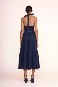 SOLANGE HEEL | NAVY -Staud Store sea skirt navy 4