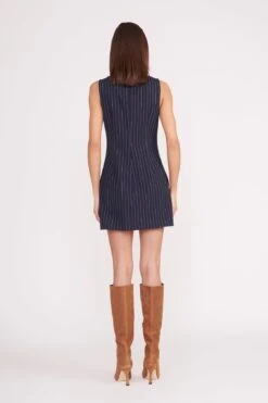 SHEILA DRESS | NAVY PINSTRIPE -Staud Store sheila dress navy pinstripe 6 c1bdc7f6 ee86 43bb bde7 e90843428521