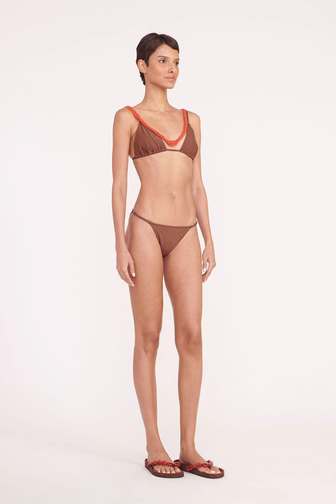 OLIVIA BEADED TRIANGLE TOP | CLOVE OLIVIA BEADED TRIANGLE TOP | CLOVE -Staud Store small Bikini Brown 06050