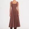 WELLS DRESS | MAHOGANY 2 WELLS DRESS | MAHOGANY -Staud Store wells dress mahogany 1 web